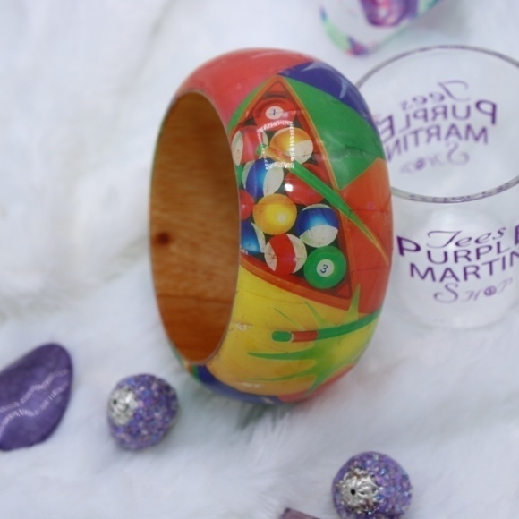 Billiard Bowling Wood Bracelet w/ Images - Picture 1 of 4
